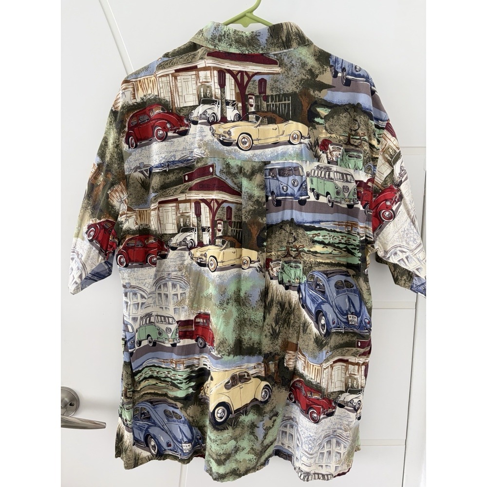DEETour VW Beetle Hawaiian Shirt Mens Large Volkswagen Cars Aloha Novelty Blue